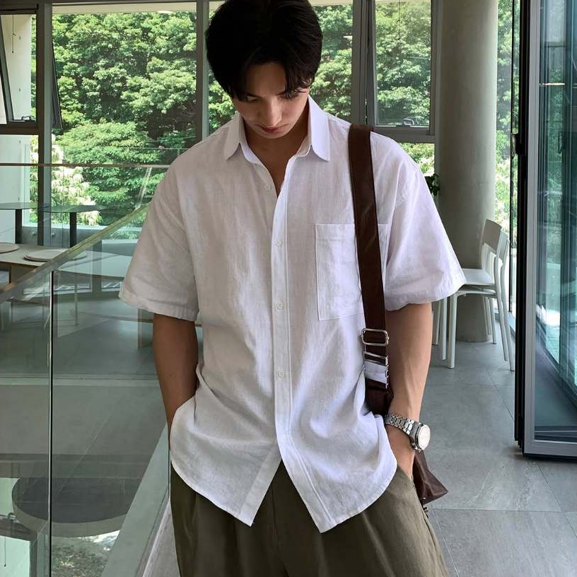 Áo Sơ Mi Nam Linen Cộc Tay Đi Biển Cổ Bẻ Thời Trang Thoáng Mát Mùa Hè Halley A42