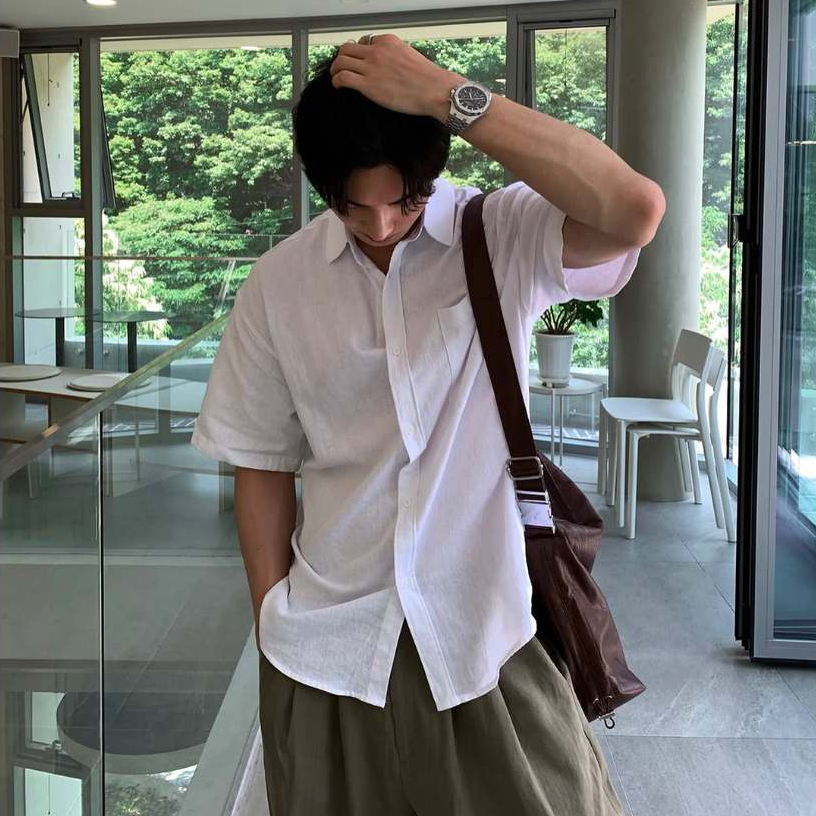 Áo Sơ Mi Nam Linen Cộc Tay Đi Biển Cổ Bẻ Thời Trang Thoáng Mát Mùa Hè Halley A42