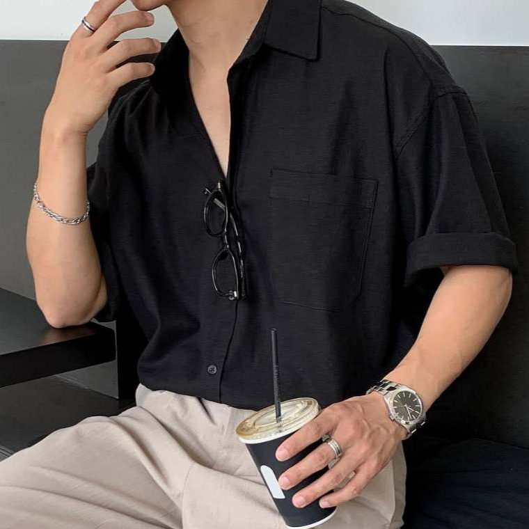 Áo Sơ Mi Nam Linen Cộc Tay Đi Biển Cổ Bẻ Thời Trang Thoáng Mát Mùa Hè Halley A42