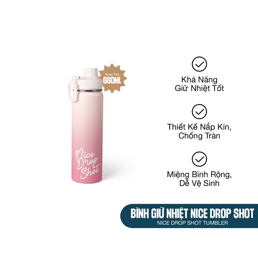 Bình Giữ Nhiệt Nice Drop Shot KATINAT Inox 2 lớp 660ml chống tràn, giữ ...