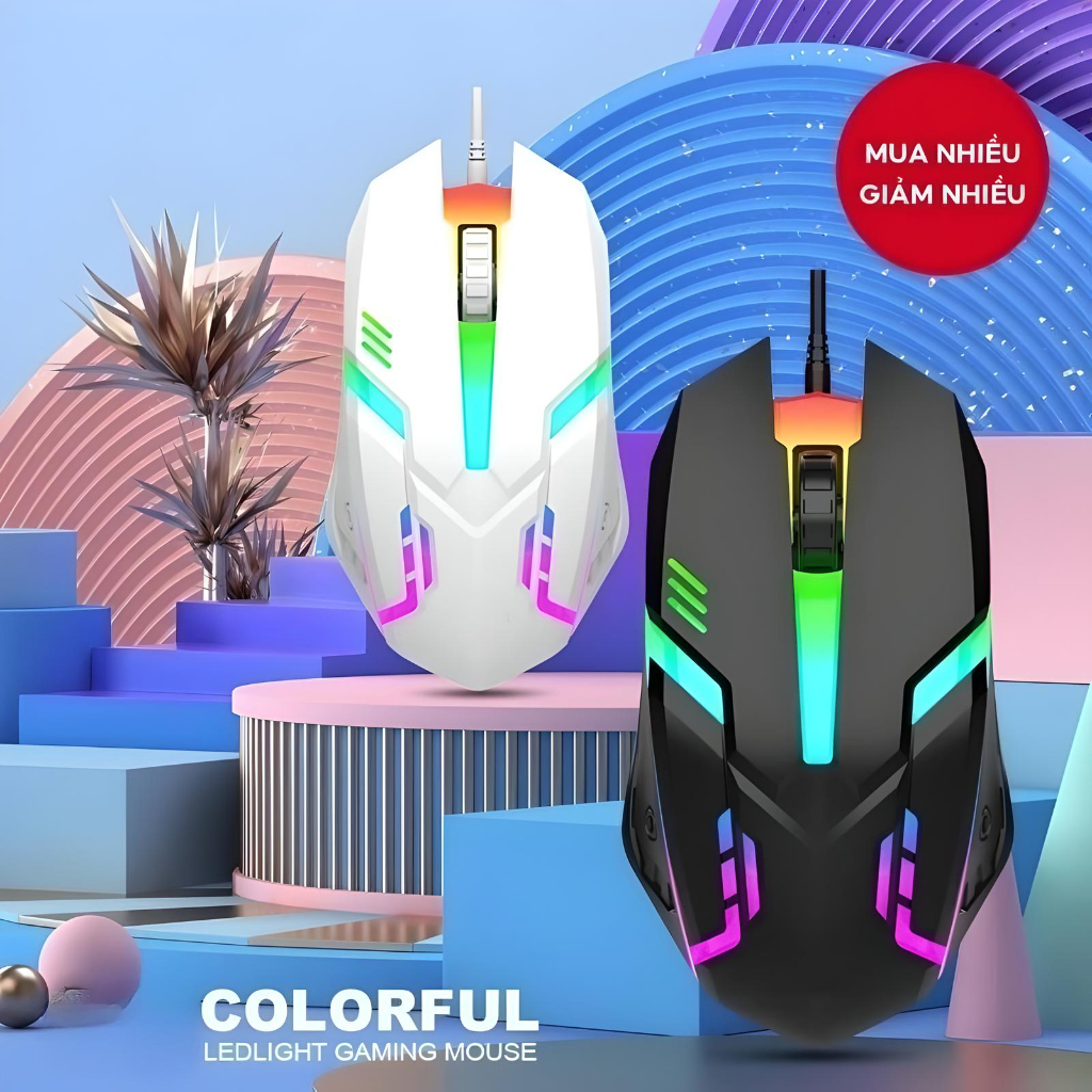 Chuột chơi Game có dây USB, LED RGB  1200dpi 3 Nút, Phím Tắt , BH 2 năm