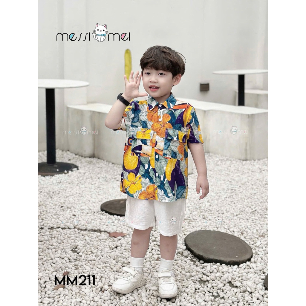 Set Đi Biển Đôi Bé Trai Bé Gái MM 1-10Y (8-40kg), Bộ Bé Trai và Váy Bé Gái Kèm Dây Buộc Tóc Rất Xinh