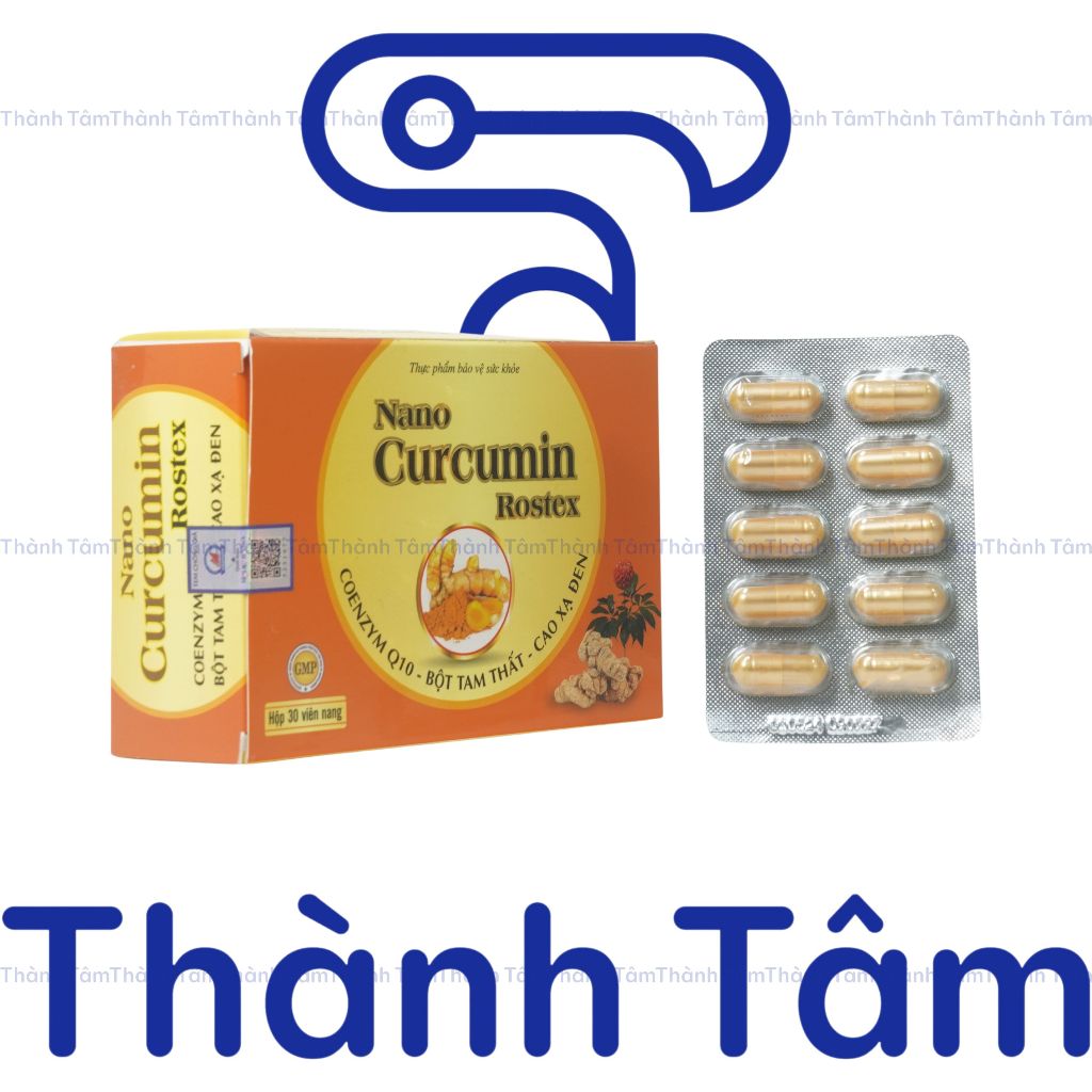 (Vỉ) Viên uống NGHỆ NANO CURCUMIN ROSTEX 30V giảm viêm loét dạ dày, tá tràng, trào ngược thực quản