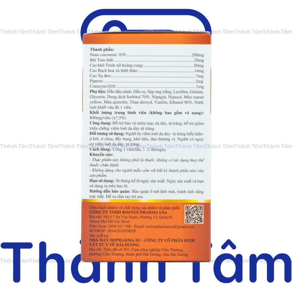 (Chai) Viên uống NGHỆ NANO CURCUMIN TEX 30V giảm viêm loét dạ dày tá tràng, đầy hơi, khó tiêu