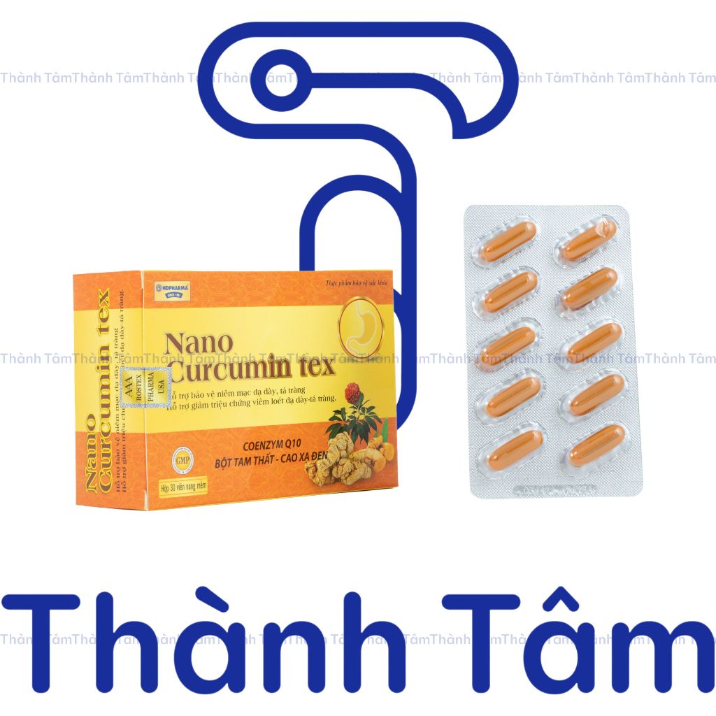 (VỈ) Viên uống dạ dày NGHÊ NANO CURCUMIN TEX bột tam thất, cao xạ đen, giảm viêm loét dạ dày tá tràng, đầy hơi - 30v