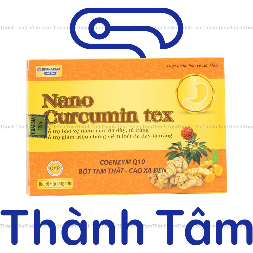 (VỈ) Viên uống dạ dày NGHÊ NANO CURCUMIN TEX bột tam thất, cao xạ đen, giảm viêm loét dạ dày tá tràng, đầy hơi - 30v
