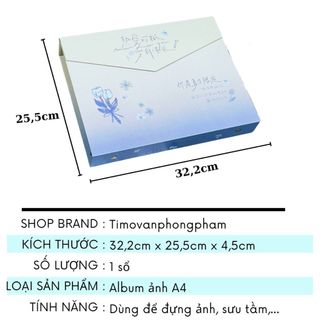 Sổ Đựng Card A4 Binder Lưu Trữ Ảnh Album Nắp Gài Nam Châm Xanh Pastel Timo VPBL34