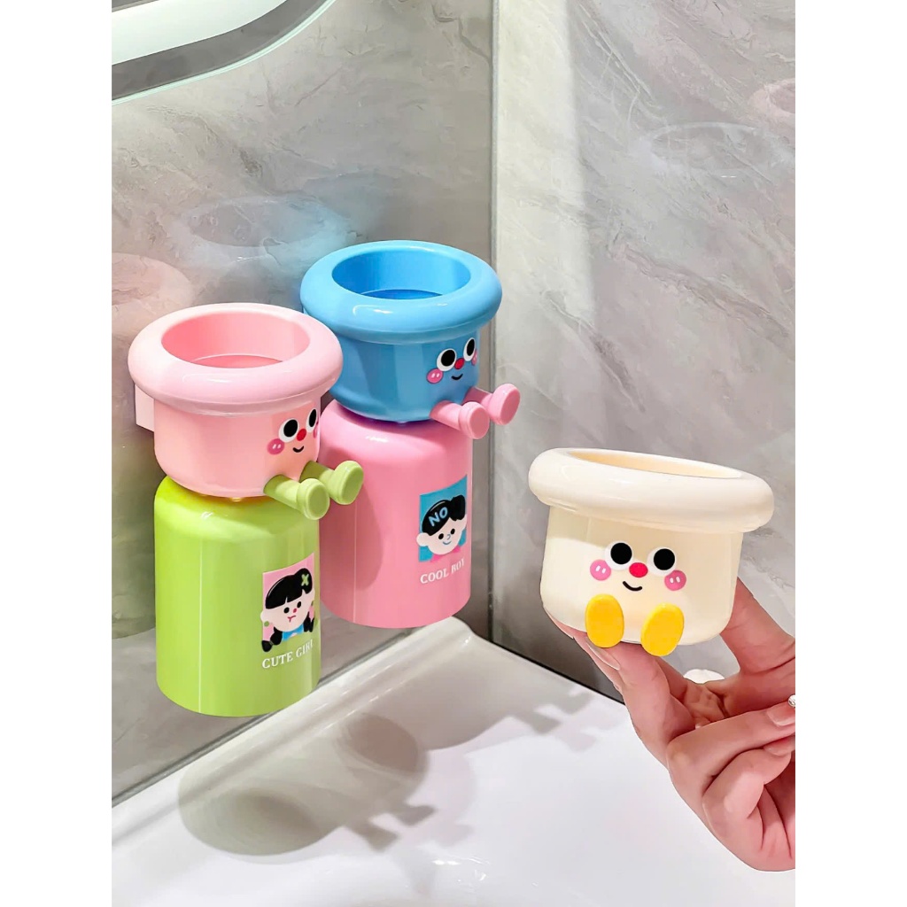 Giá Đỡ Cốc Bàn Chải Đánh Răng Từ Tính Hút Nam Châm Tiện Lợi, Kệ Đựng Bàn Chải Kem Đánh Răng Kèm Cốc