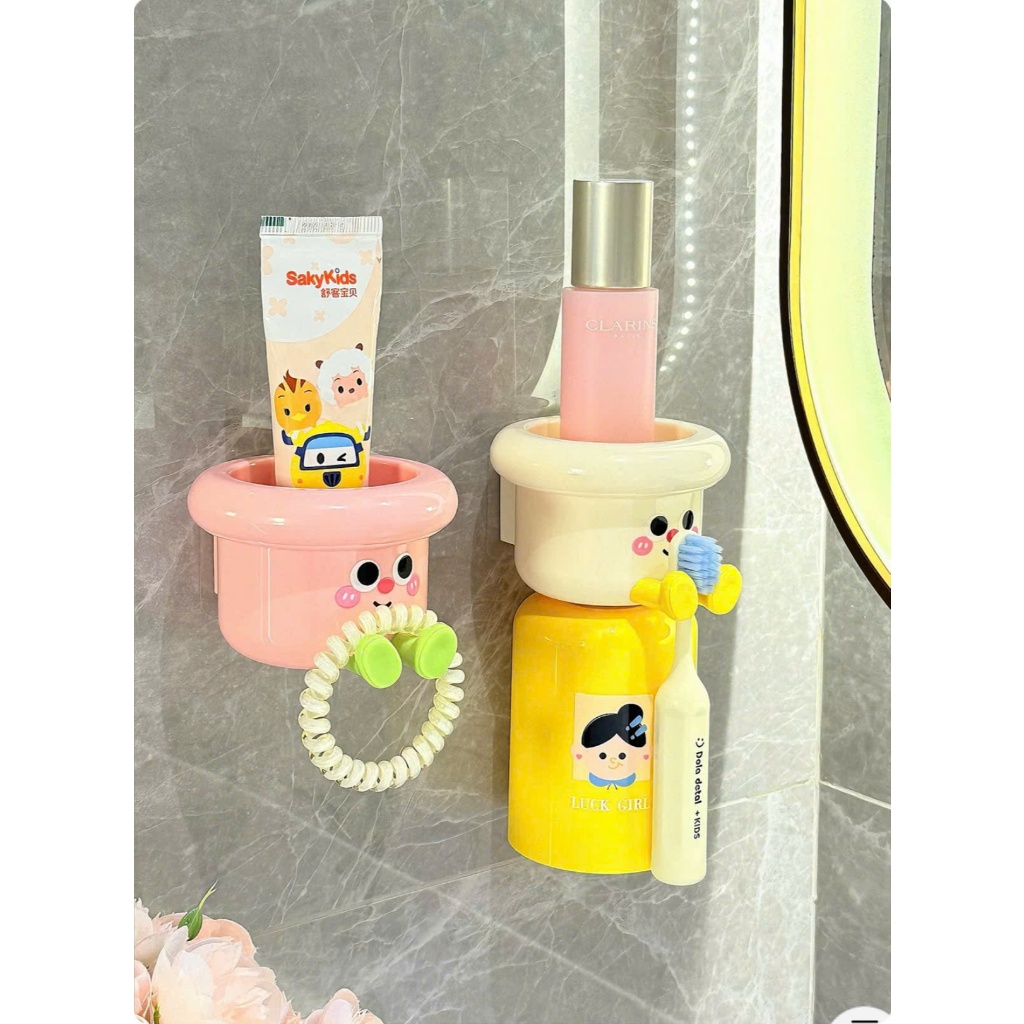 Giá Đỡ Cốc Bàn Chải Đánh Răng Từ Tính Hút Nam Châm Tiện Lợi, Kệ Đựng Bàn Chải Kem Đánh Răng Kèm Cốc