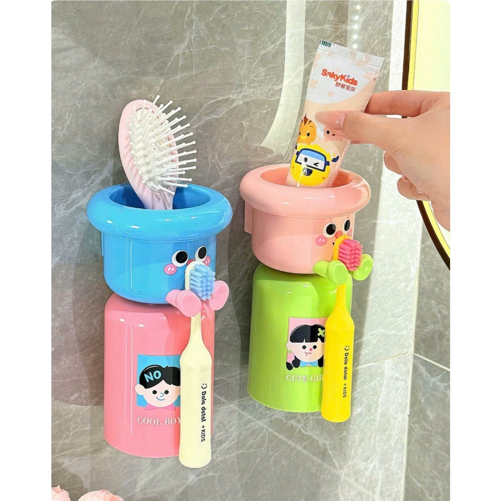 Giá Đỡ Cốc Bàn Chải Đánh Răng Từ Tính Hút Nam Châm Tiện Lợi, Kệ Đựng Bàn Chải Kem Đánh Răng Kèm Cốc