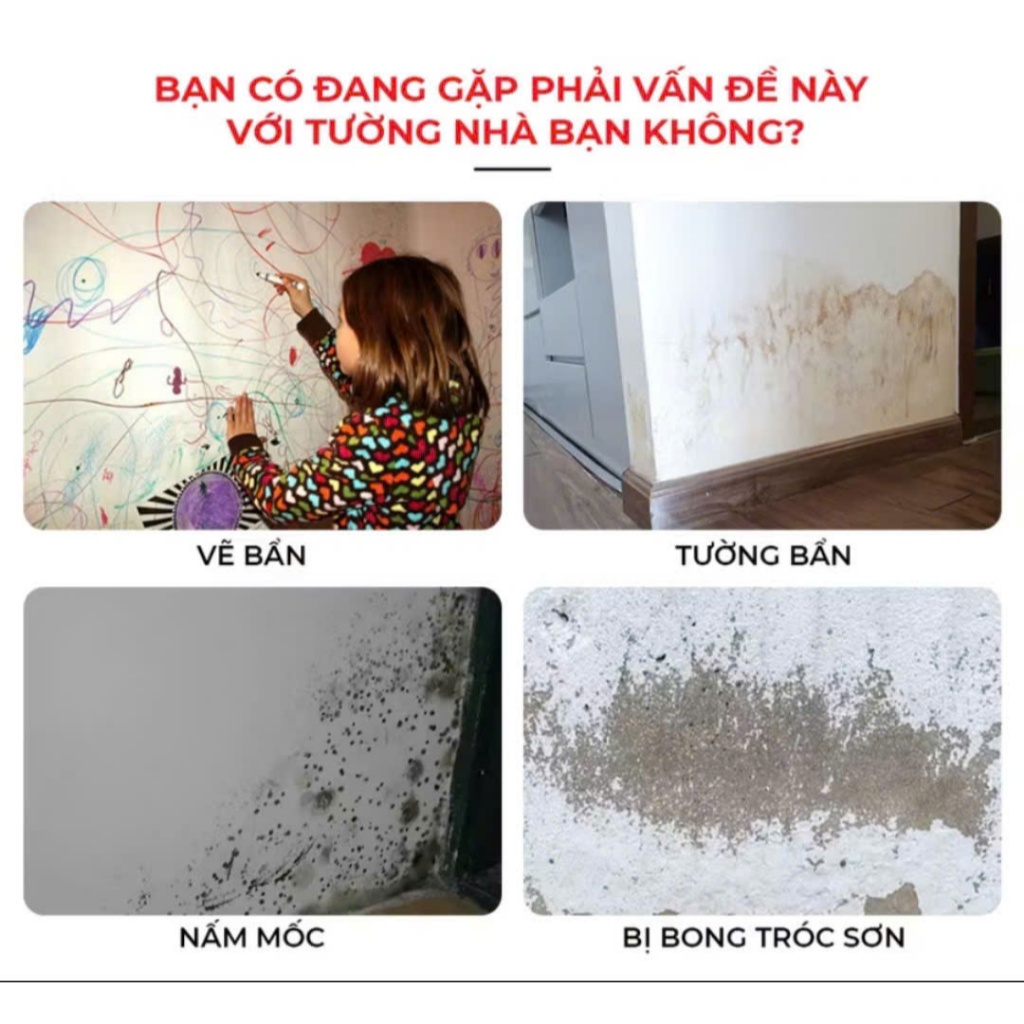 Bình Xịt Sơn Sửa Tường Nhà  - Làm Sạch Nhanh Tường Bị Vẽ Bẩn, Nấm Mốc, Vết Bẩn Cứng Đầu, Vết Ố Vàng