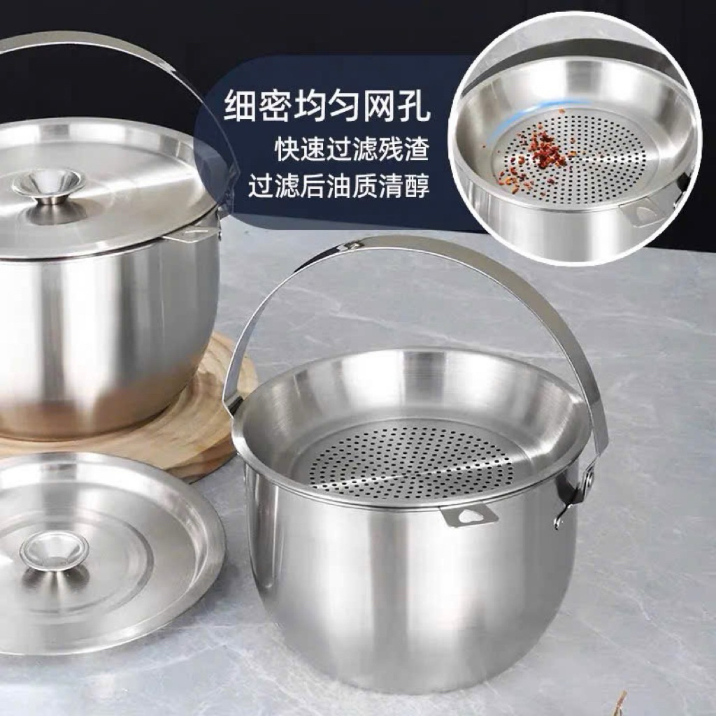 Âu đựng mỡ inox kèm lưới lọc dung tích 2,8L