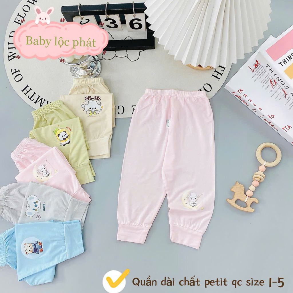 (LKQD 01) [1Q] Quần dài thun lạnh petit mềm mát cho bé trai, bé gái từ 3 đến 14kg