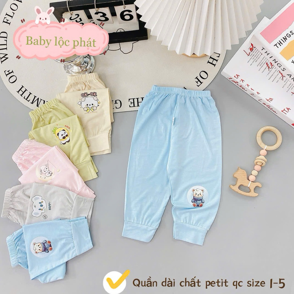 (LKQD 01) [1Q] Quần dài thun lạnh petit mềm mát cho bé trai, bé gái từ 3 đến 14kg