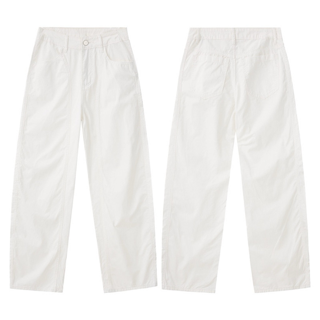 Quần Kaki  trắng nam ống đứng form rộng | Quần dài denim trắng basic phong cách Hàn Quốc