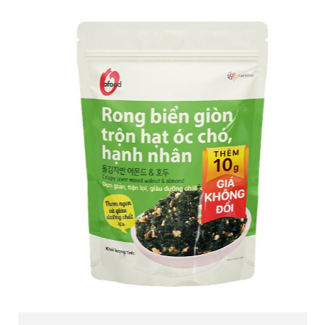 Combo 6 rong biển giòn trộn khô gà, hải sản, hạt óc chó hạnh nhân, cá hồi, rau&hạt O'Food