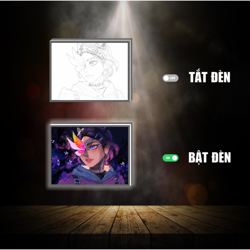 Tranh đèn led 3D đổi màu Valorant - Tranh đèn led 3D ANIME trang trí bàn làm việc, đèn ngủ