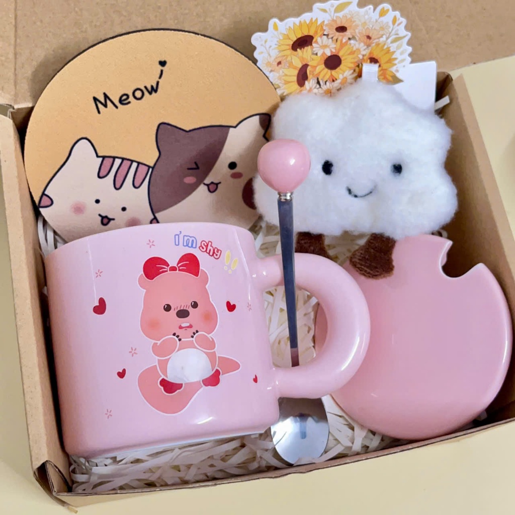 Set quà Cốc Ly Sứ Gấu Loopy 350ml Dễ thương, Quà Tặng Sinh nhật, Tốt Nghiệp cho bạn nữ, bạn gái, người yêu