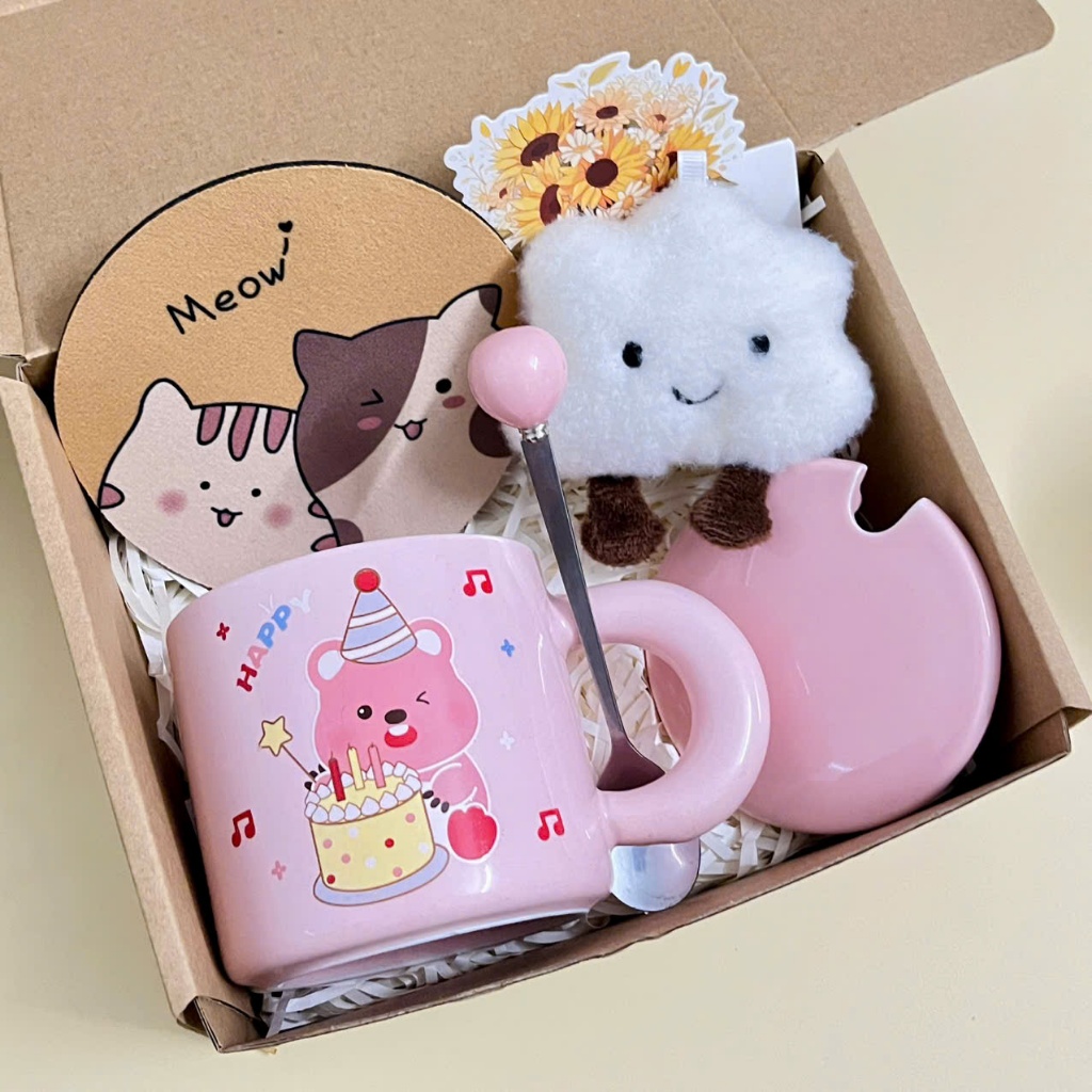 Set quà Cốc Ly Sứ Gấu Loopy 350ml Dễ thương, Quà Tặng Sinh nhật, Tốt Nghiệp cho bạn nữ, bạn gái, người yêu