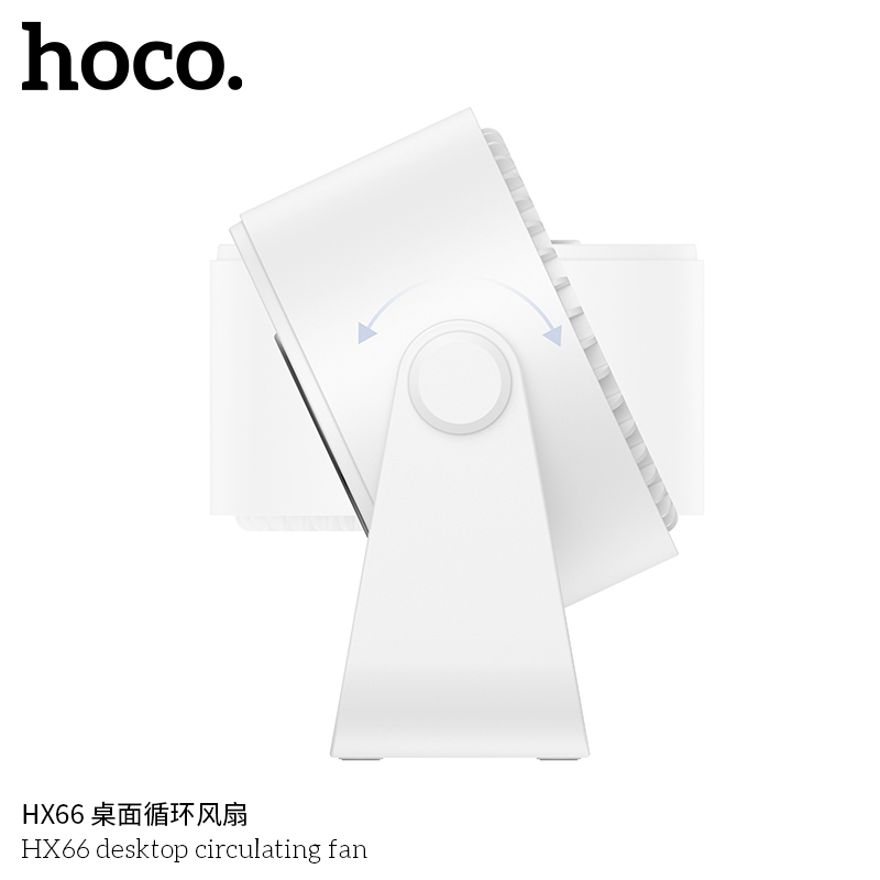 Quạt tích điện Hoco HX66 để bàn, treo tường có 5 tốc độ gió nhỏ màn hình led cảm ứng hiện thị pin