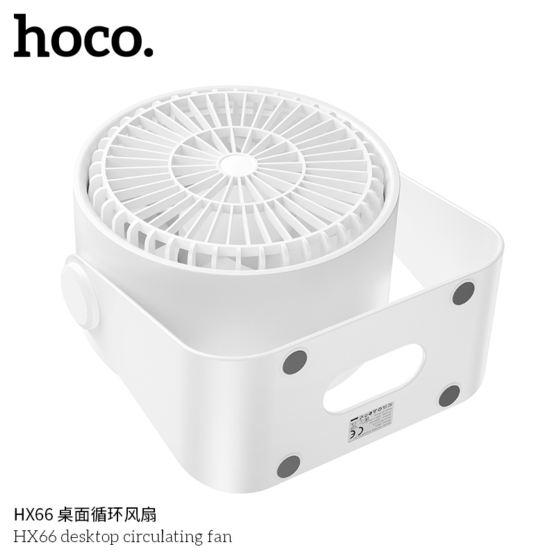 Quạt tích điện Hoco HX66 để bàn, treo tường có 5 tốc độ gió nhỏ màn hình led cảm ứng hiện thị pin