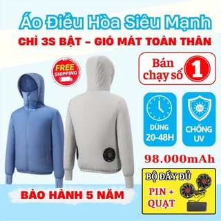 Áo điều hoà chống tia UV, Áo quạt điều hoà làm mát 48 giờ có mũ chùm xịn hơn áo chống nắng