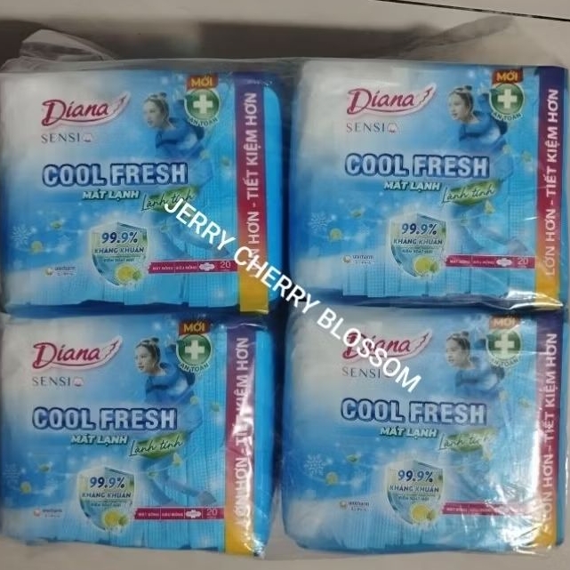 [20miếng/gói] BỘ 4 GÓI Diana sensi cool fresh chanh vàng  mỏng cánh/ko cánh