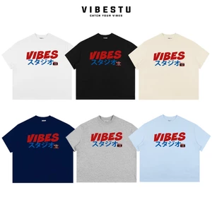 Áo Thun Local Brand VIBESTU " Vibes Japan ", Áo Thun Boxy Form Rộng Unisex 250Gsm 100% Cotton
