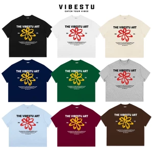 Áo Thun Local Brand VIBESTU " Flower SS25 " Form Big Boxy Unisex 250Gsm Cotton