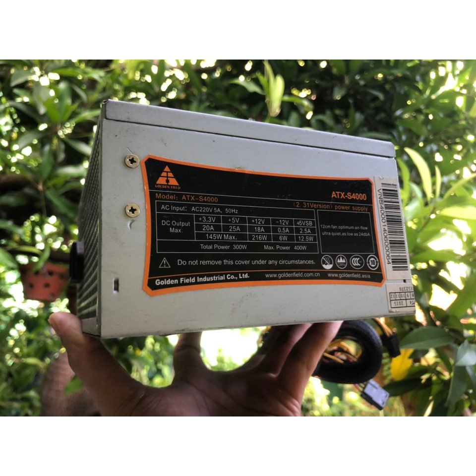 Bộ nguồn máy tính Công suất thực GOLDEN FIED S4000  400W có 1 nguồn phụ 6 Pin cắm Card VGA
