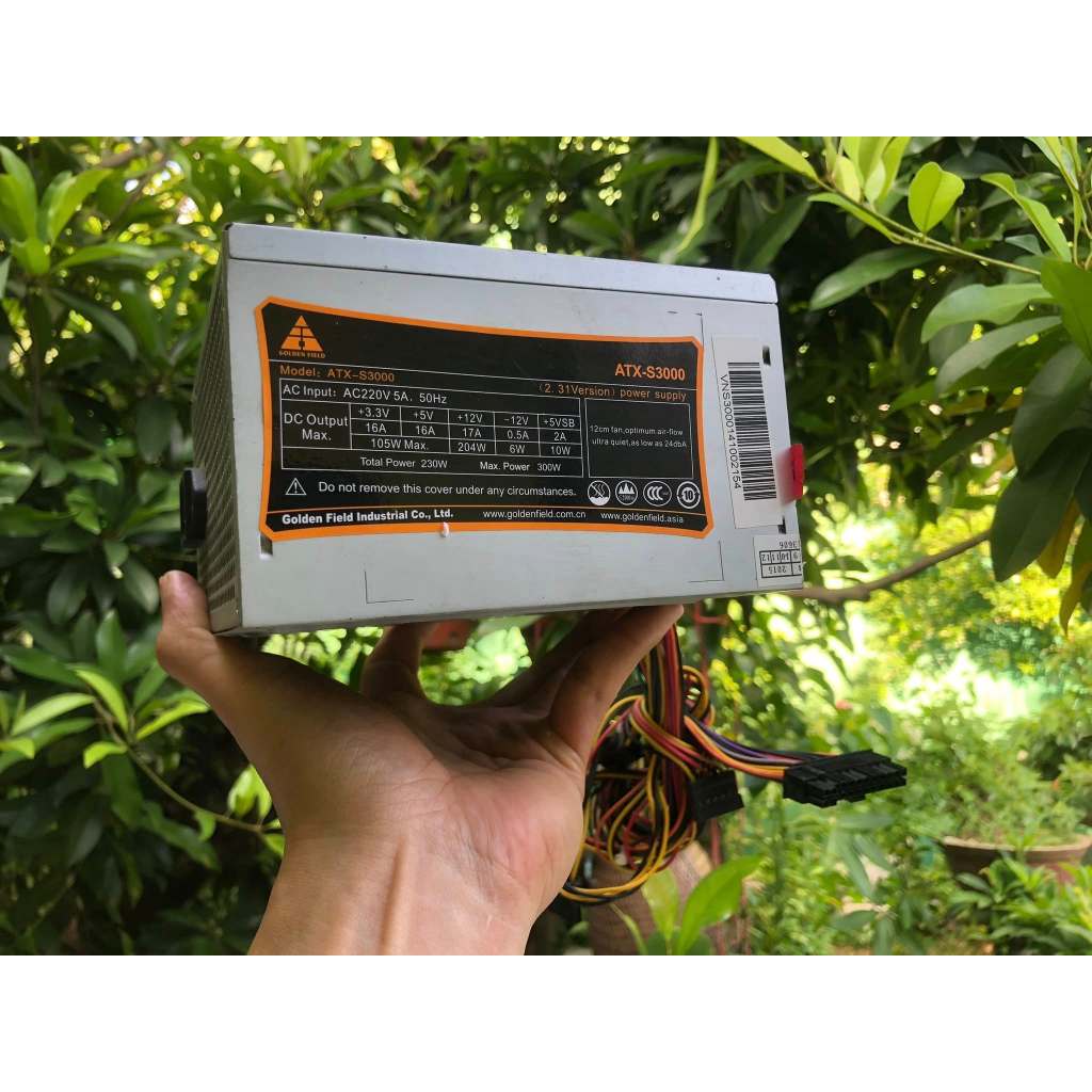 Bộ nguồn máy tính Công suất thực GOLDEN FIED S3000  300W không có nguồn phụ cắm Card VGA