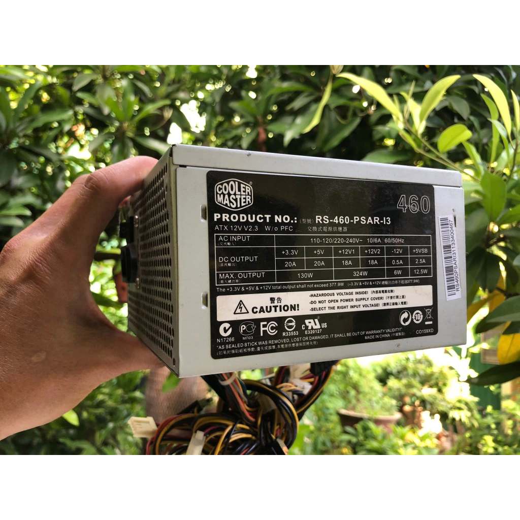 Bộ nguồn máy tính Công suất thực COOLER MASTER 460 W có 1 nguồn phụ 6 Pin cắm Card VGA