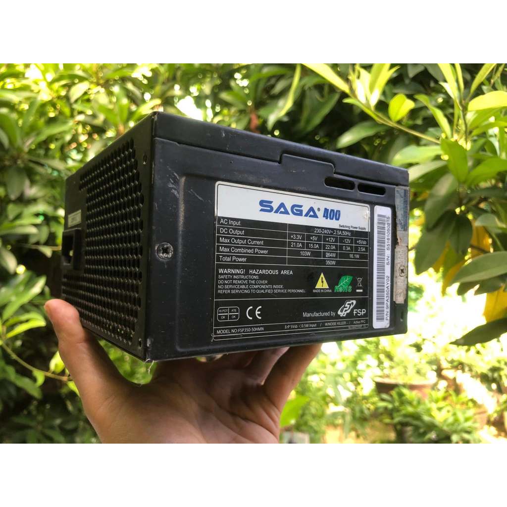 Bộ nguồn máy tính Công suất thực SAGA 400 W có 1 nguồn phụ 8 Pin cắm Card VGA
