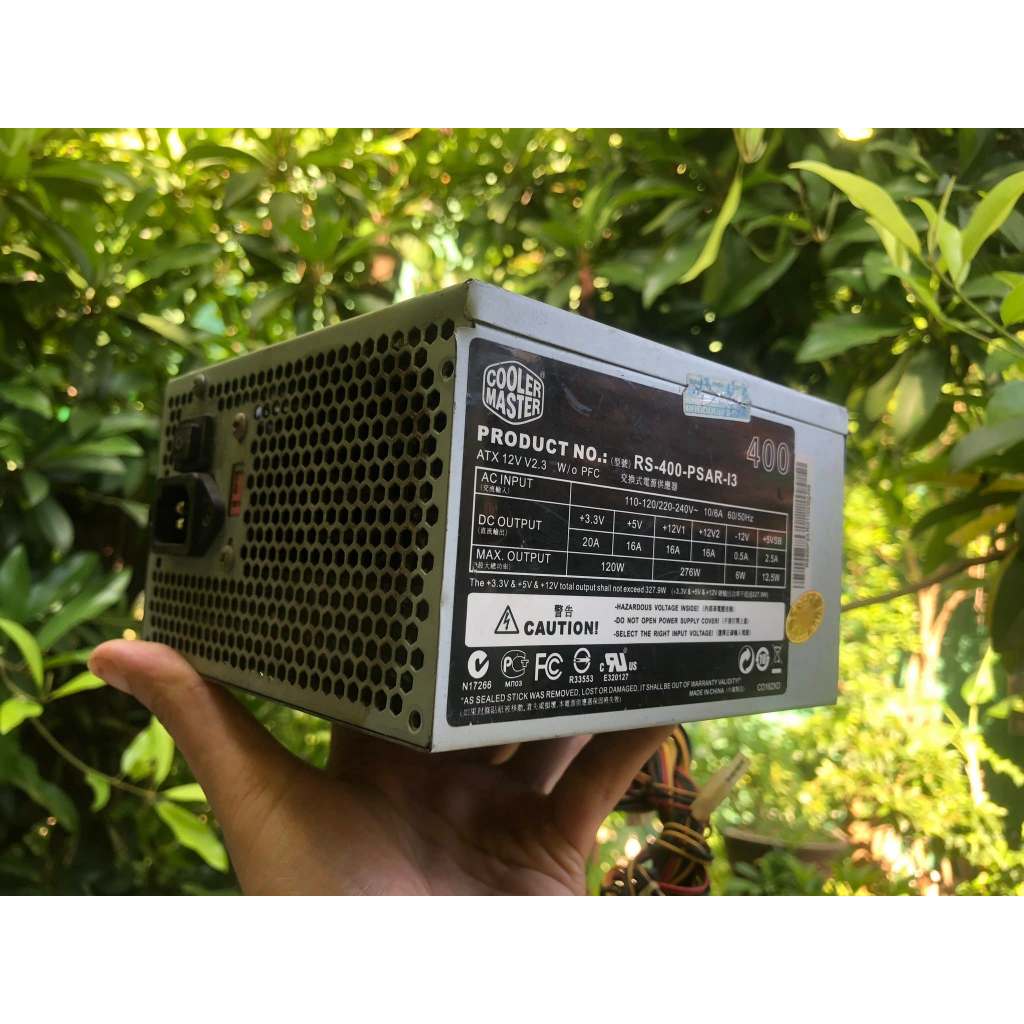 Bộ nguồn máy tính Công suất thực COOLER MASTER 400 W có 1 nguồn phụ 6 Pin cắm Card VGA