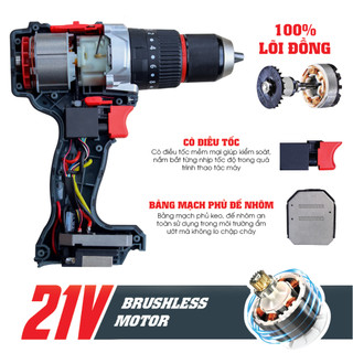 Máy Khoan Pin 3 Chức Năng Workfix WF-ID1395BL – 13mm – 95Nm – Pin 21V 4.0Ah – Không Chổi Than