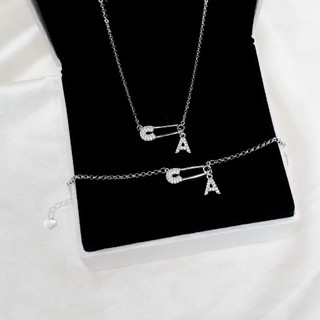 Dây chuyền bạc nam nữ LAMY mặt khóa ghim băng chữ cái đính đá Safety Pin Pendant 6468