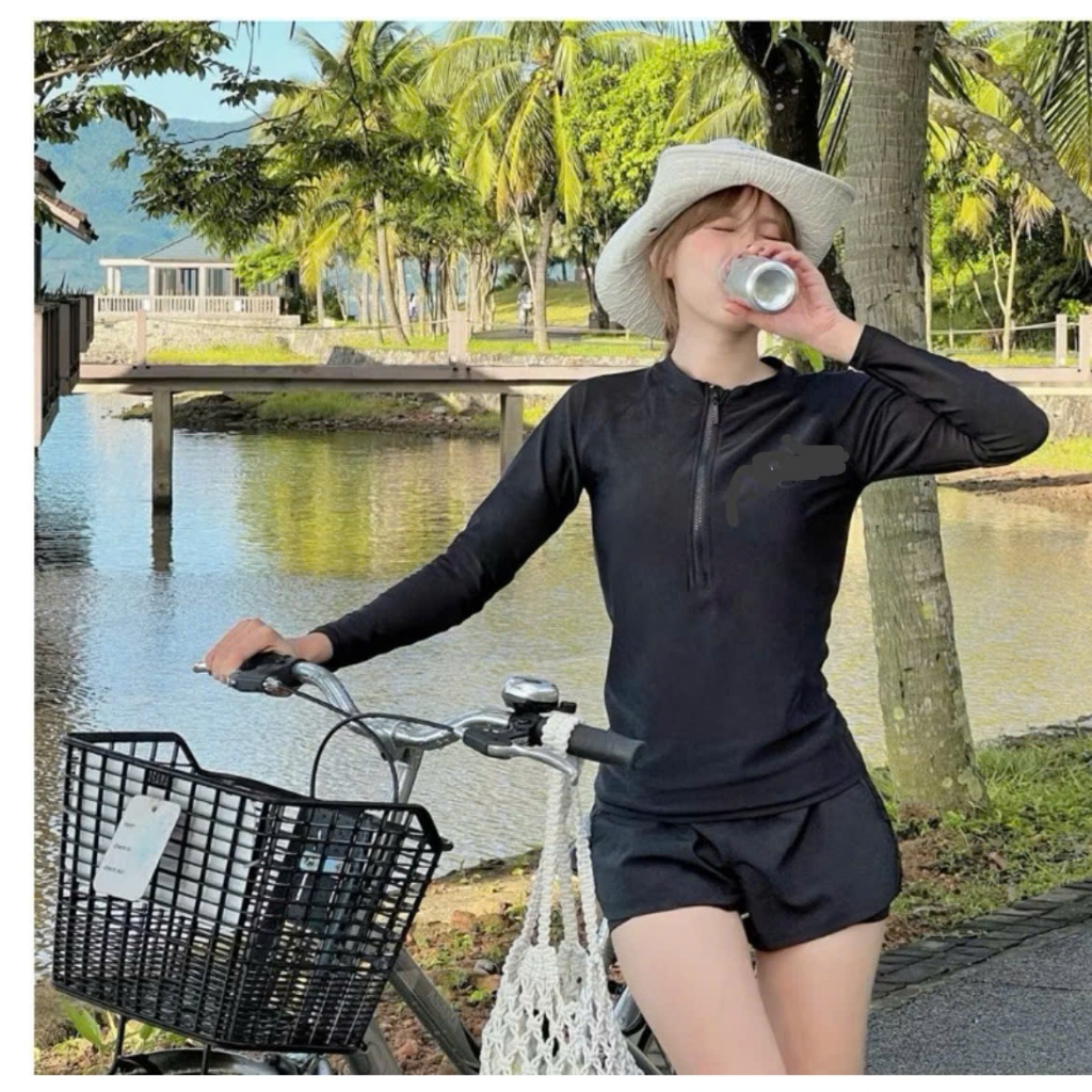 [ BKN 016 ]  (Size M, L) Đồ Bơi Đi Biển Áo Dài Tay Quần 2 Lớp dáng thể thao,trẻ trung,năng động, kín đáo HAN.T Shop