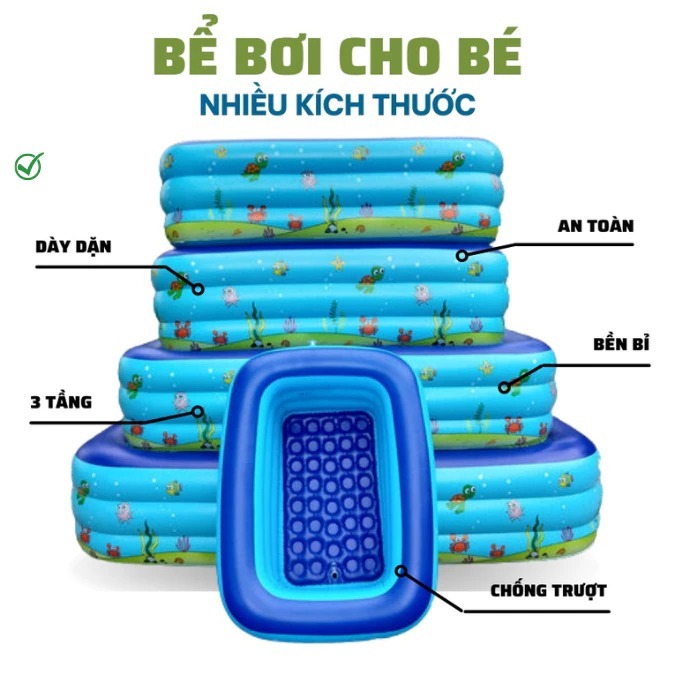 Bể Bơi Phao KAW 3 Tầng Dày Dặn Chất Liệu PVC Bền Đẹp Đáy 2 Lớp Chống Trượt Nhiều Kích Thước lựa chọn