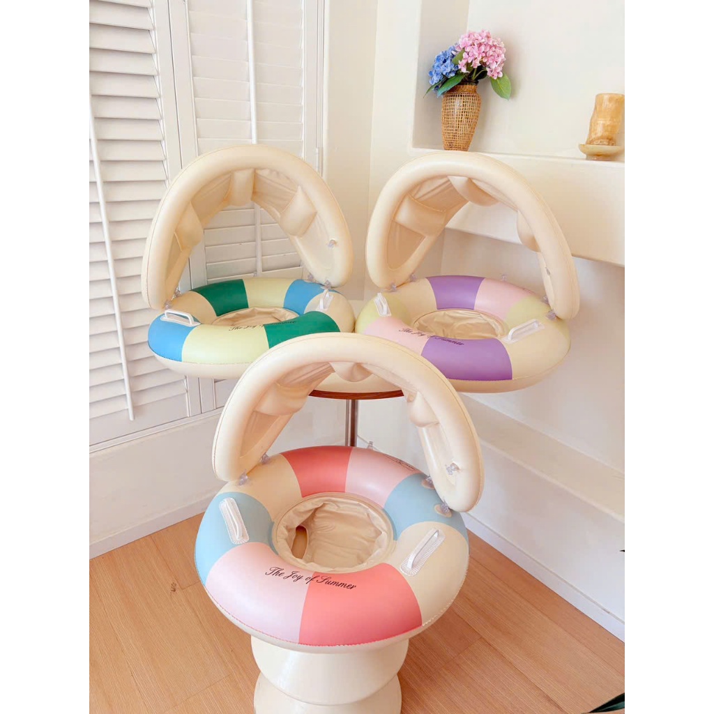 Phao Bơi Có Mái Che Cho Bé – An Toàn, Chống Nắng Mùa Hè, Phao bơi chống lật cho bé, có mái chế