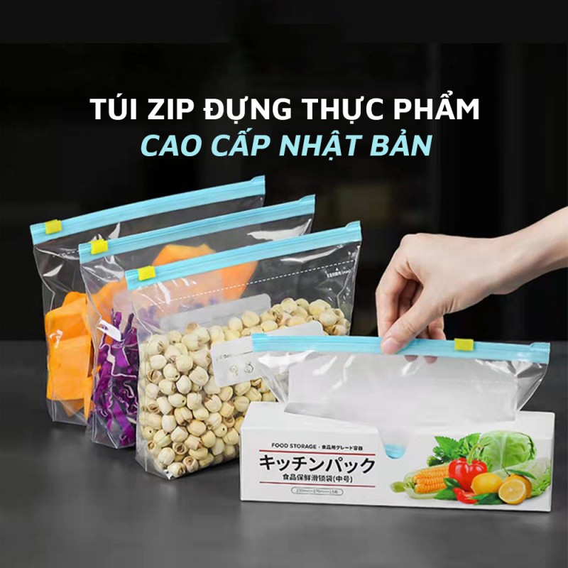 Combo 10-20 Túi Zip Đựng Thực Phẩm V3, Bảo Quản Thức Ăn Có Khóa Kéo, Có Ô Ghi Chú Ghi Tên - Ngày Mua (Dùng nhiều lần)