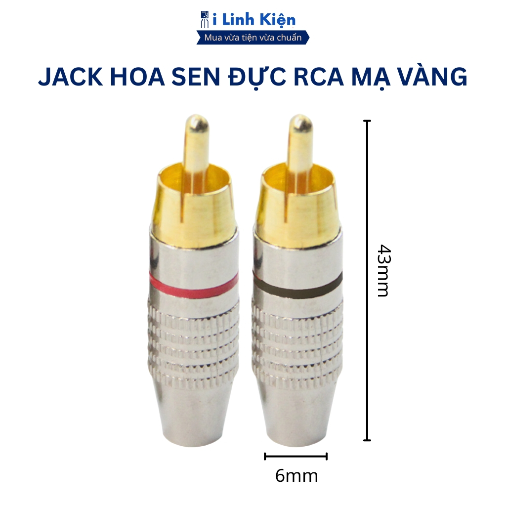 Jack Đực Hoa Sen RCA (Đỏ+Đen) Mạ Vàng Giắc Bắt Vít Kết Nối Âm Thanh Chính Hãng ILinhkien