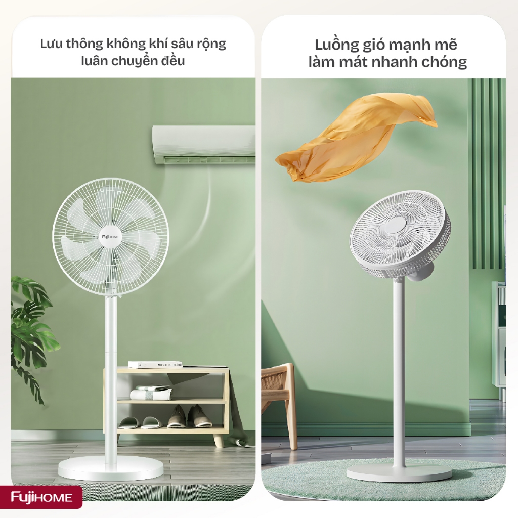 Quạt Đứng FUJIHOME SF3001 Nhập Khẩu Điều Khiển Từ Xa, Quạt Thông Minh 3 Mức Gió Gió Mạnh Siêu Êm