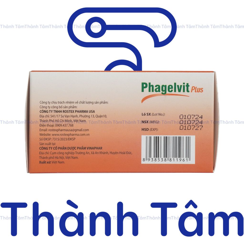 Phagelvit Plus ROXTECH (60 viên) bổ sung vitamin tổng hợp tăng sức khỏe, sức đề kháng - Vỉ 60 viên