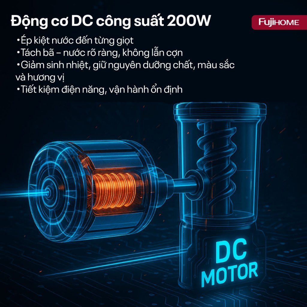 Máy ép trái cây nguyên quả FUJIHOME SJ50C Nhập Khẩu, Máy ép chậm thiết kế thông minh, ép trọn dinh dưỡng