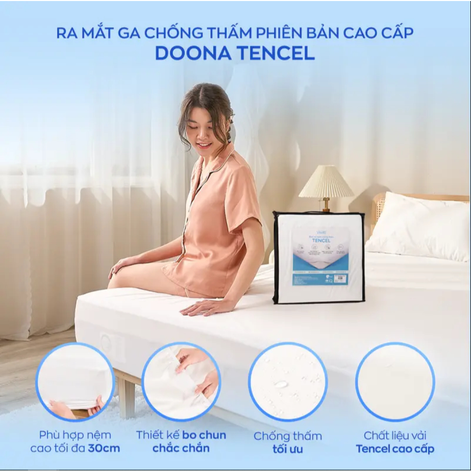Ga Chống Thấm Vua Nệm Goodnight Sumi, Bảo Vệ Nệm,Tăng Tuổi Thọ Nệm 25cm, Bọc Đệm Chống Thấm Nước