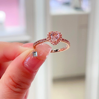Nhẫn bạc nữ LAMY Pink Heart Stone Ring 8042 - Bạc cao cấp S925 ALE