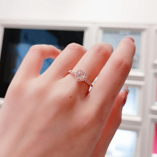 Nhẫn bạc nữ LAMY Pink Heart Stone Ring 8042 - Bạc cao cấp S925 ALE