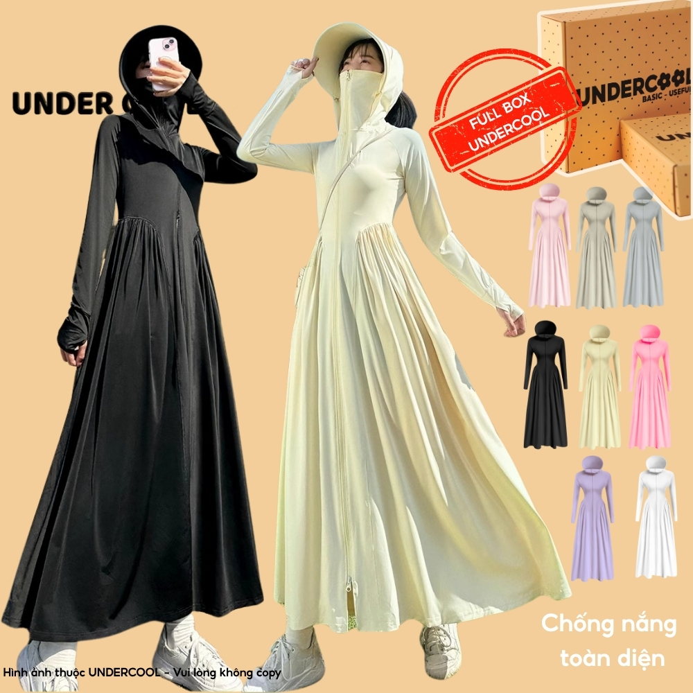 Áo chống nắng toàn thân dáng váy UNDERCOOL chất thun lạnh co giãn chống nắng UPF50 dáng suông thời trang bảo vệ da ACN09