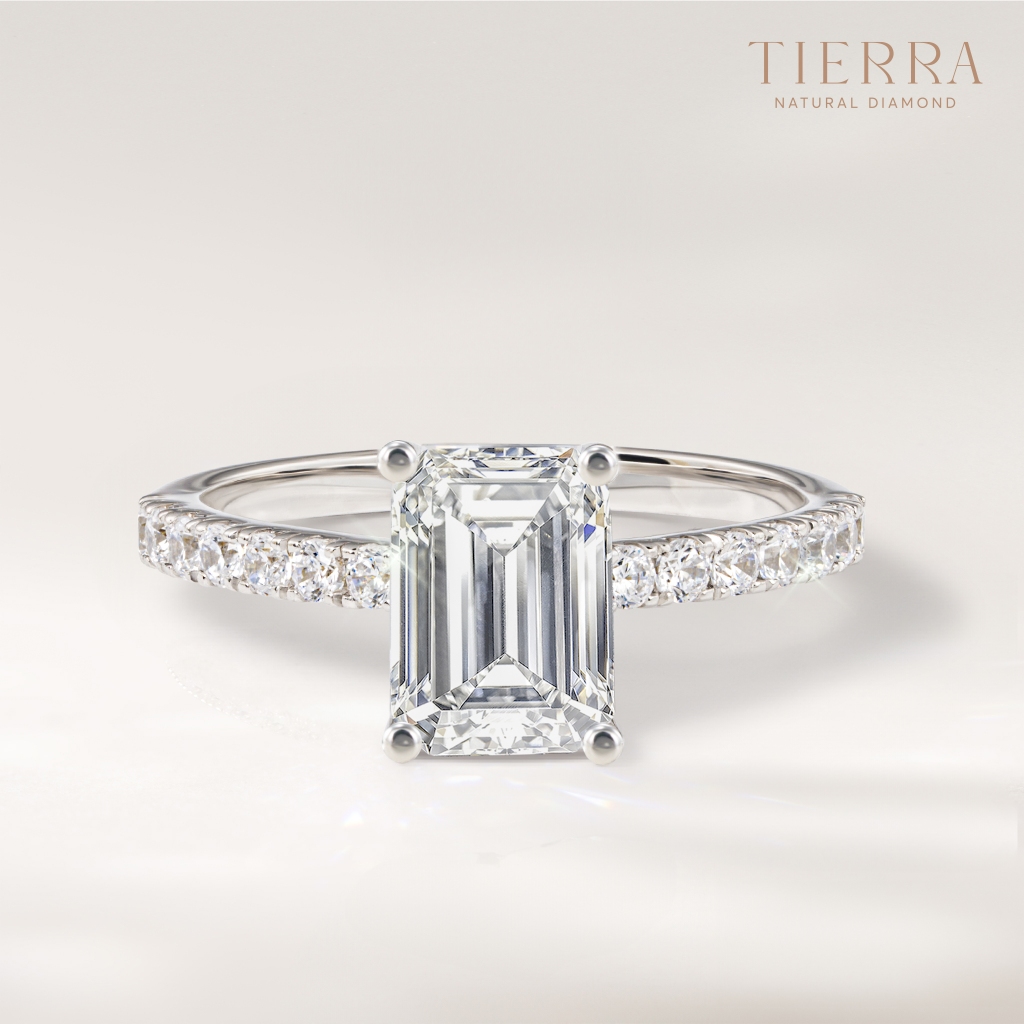 [CHAT TRƯỚC KHI ĐẶT] Nhẫn Cầu Hôn Tierra NCH8201 Vàng 14K 18K, Tấm CZ, Viên Chủ Emerald Sang Trọng