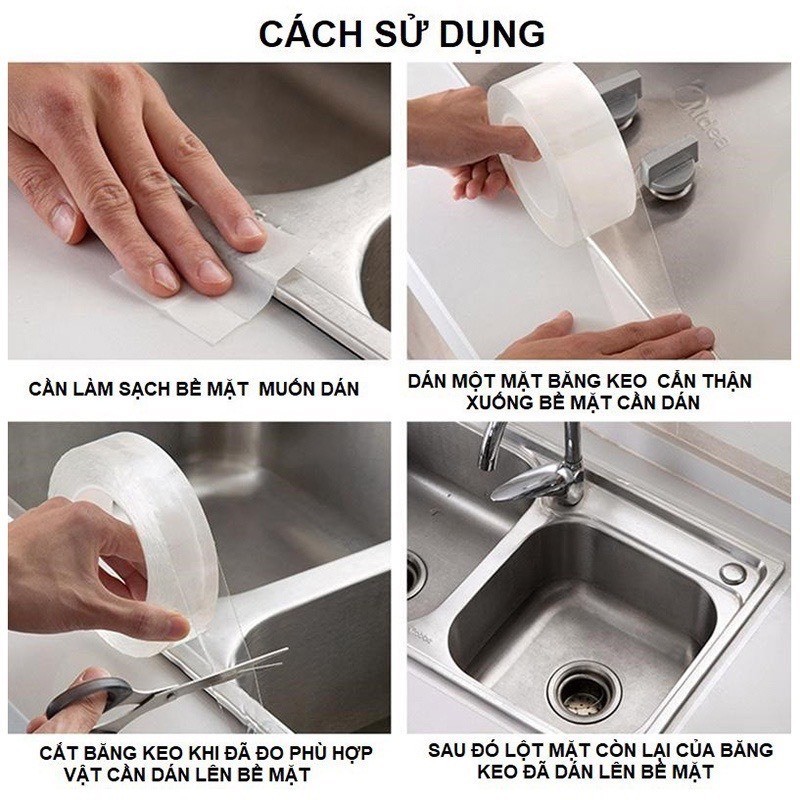 Băng Dính 2 Mặt Nano Trong Suốt Băng Dính 2 Mặt Siêu Dính Dán Cố Định Đồ Vật Không Thấm Nước Có Thể Tái Sử Dụng